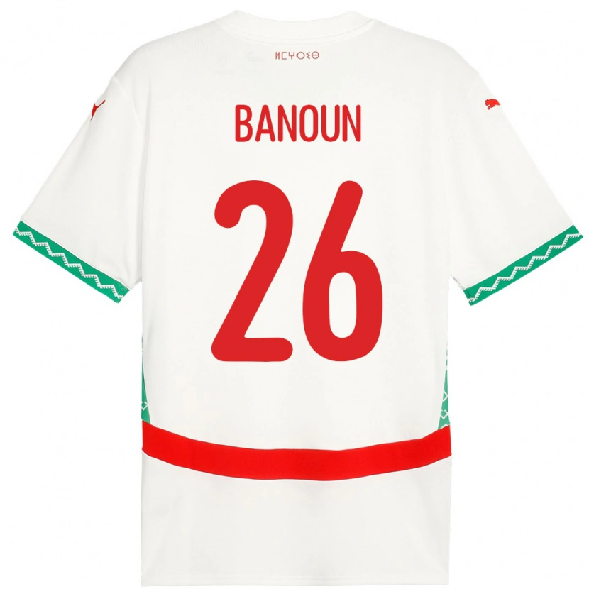 Danxen Børn Marokko Badr Banoun #26 Hvid Udebane Spillertrøjer 24-26 Trøje T-Shirt