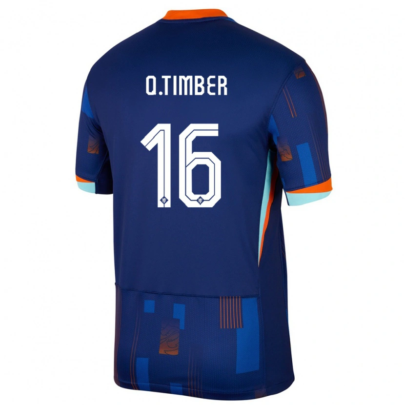 Danxen Børn Holland Quinten Timber #16 Blå Udebane Spillertrøjer 24-26 Trøje T-Shirt