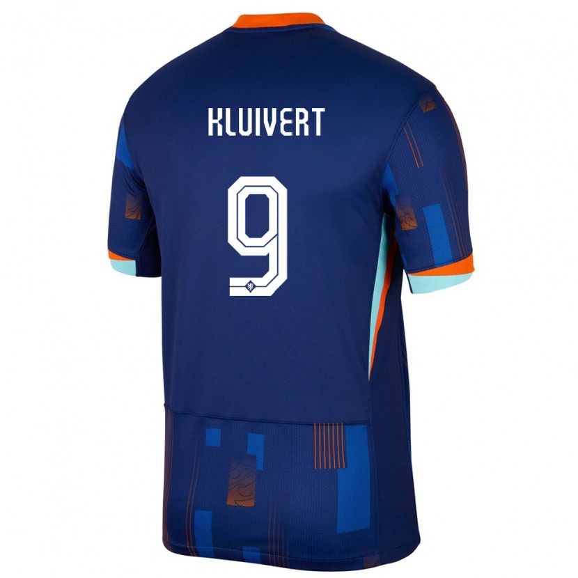 Danxen Børn Holland Shane Kluivert #9 Blå Udebane Spillertrøjer 24-26 Trøje T-Shirt