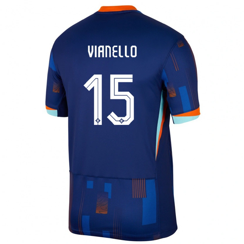 Danxen Børn Holland Giannino Vianello #15 Blå Udebane Spillertrøjer 24-26 Trøje T-Shirt