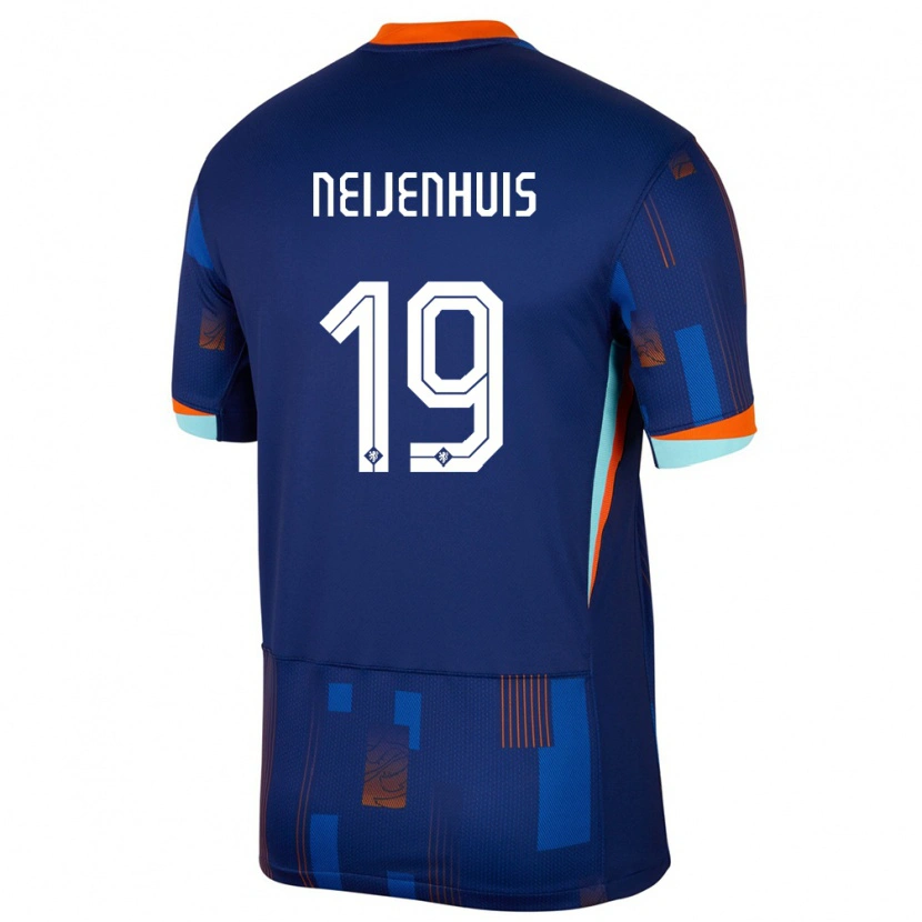 Danxen Børn Holland Kelvin Neijenhuis #19 Blå Udebane Spillertrøjer 24-26 Trøje T-Shirt