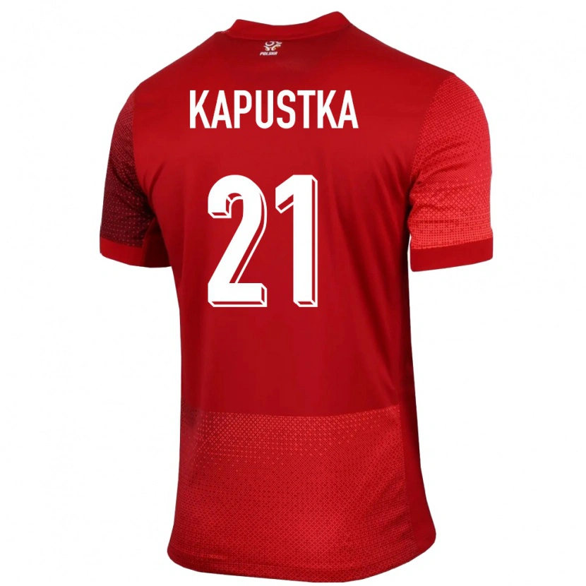 Danxen Børn Polen Bartosz Kapustka #21 Rød Udebane Spillertrøjer 24-26 Trøje T-Shirt