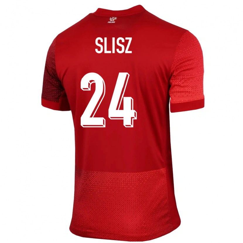 Danxen Børn Polen Bartosz Slisz #24 Rød Udebane Spillertrøjer 24-26 Trøje T-Shirt