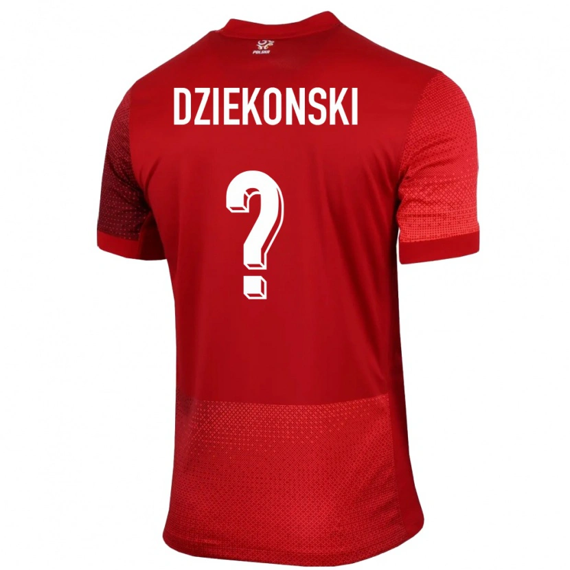 Danxen Børn Polen Xavier Dziekonski #0 Rød Udebane Spillertrøjer 24-26 Trøje T-Shirt