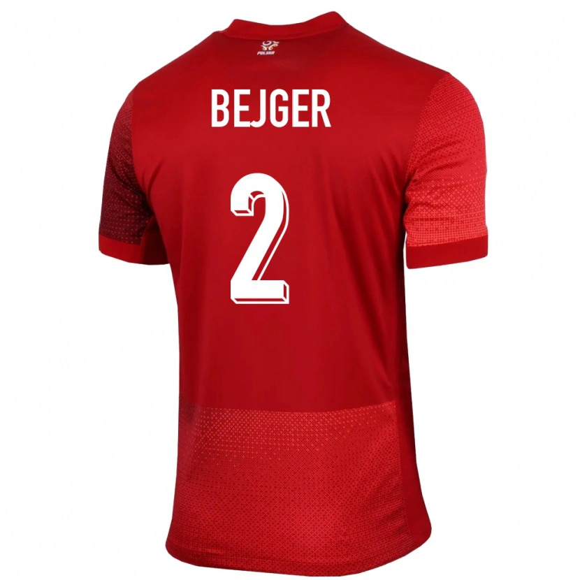 Danxen Børn Polen Lukasz Bejger #2 Rød Udebane Spillertrøjer 24-26 Trøje T-Shirt