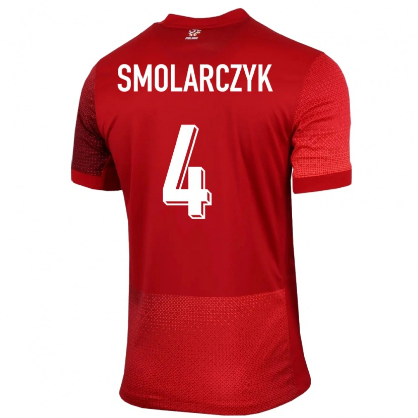 Danxen Børn Polen Bartlomiej Smolarczyk #4 Rød Udebane Spillertrøjer 24-26 Trøje T-Shirt