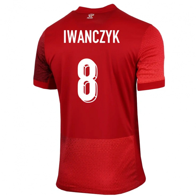 Danxen Børn Polen Aleksander Iwanczyk #8 Rød Udebane Spillertrøjer 24-26 Trøje T-Shirt