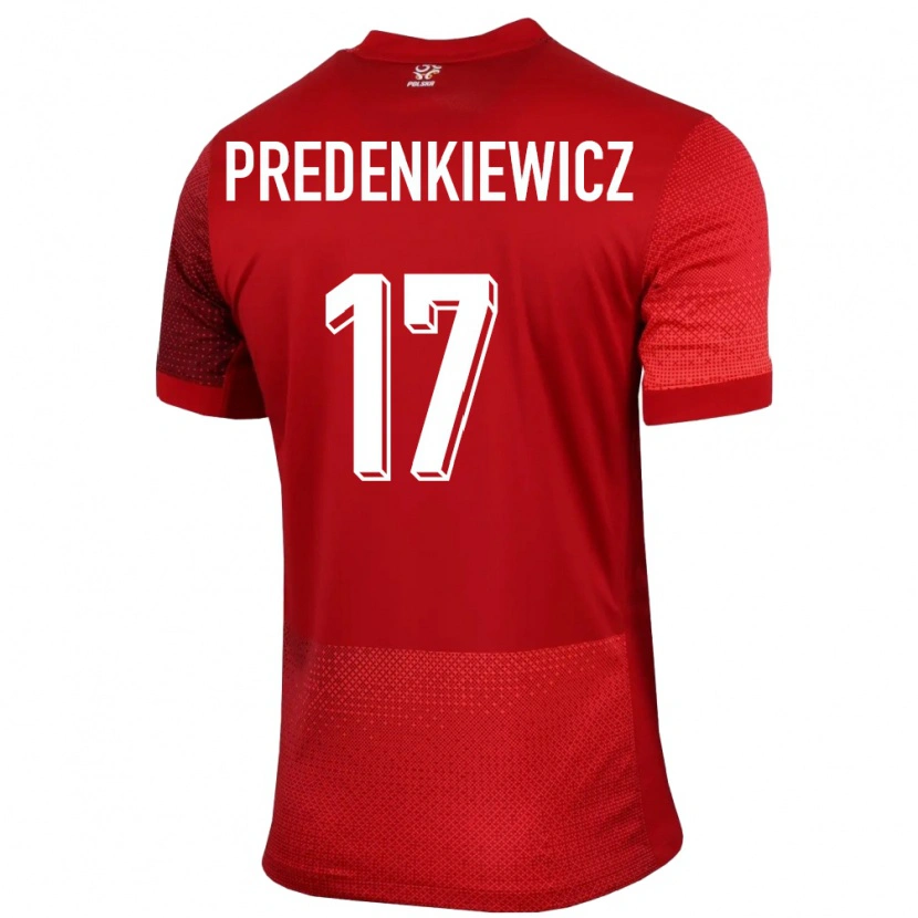 Danxen Børn Polen Marcel Predenkiewicz #17 Rød Udebane Spillertrøjer 24-26 Trøje T-Shirt