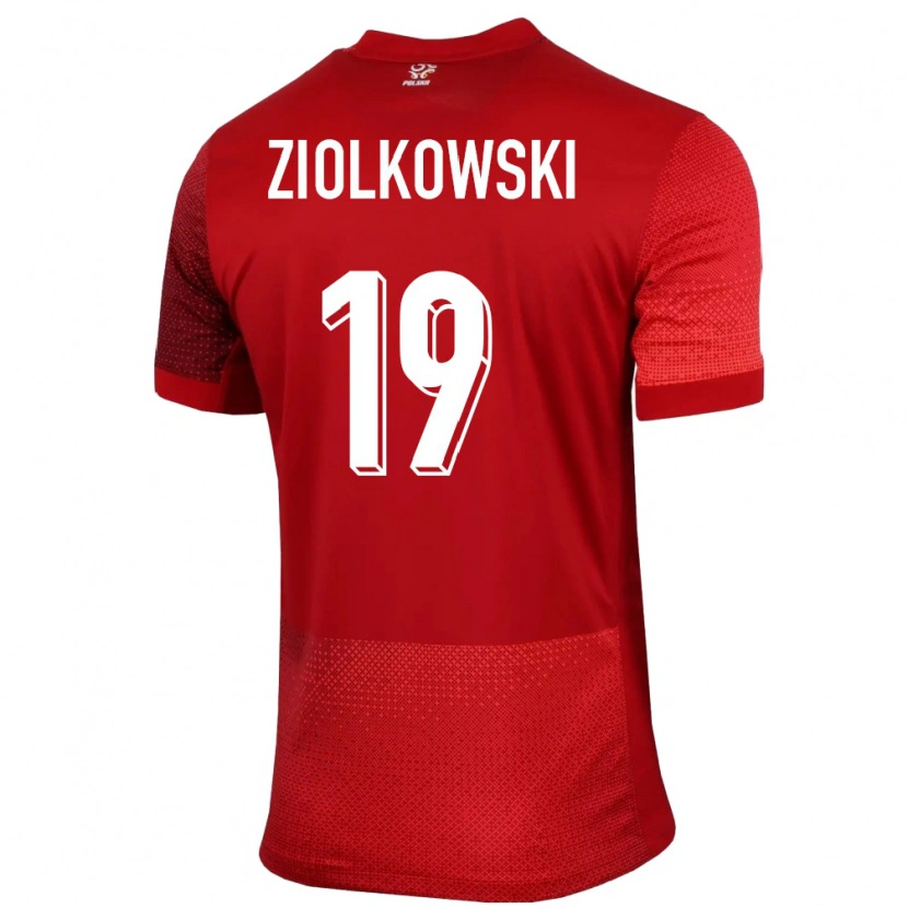 Danxen Børn Polen Jan Ziolkowski #19 Rød Udebane Spillertrøjer 24-26 Trøje T-Shirt