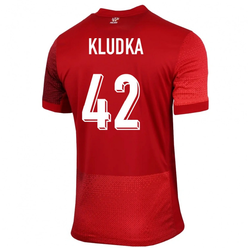 Danxen Børn Polen Bartlomiej Kludka #42 Rød Udebane Spillertrøjer 24-26 Trøje T-Shirt