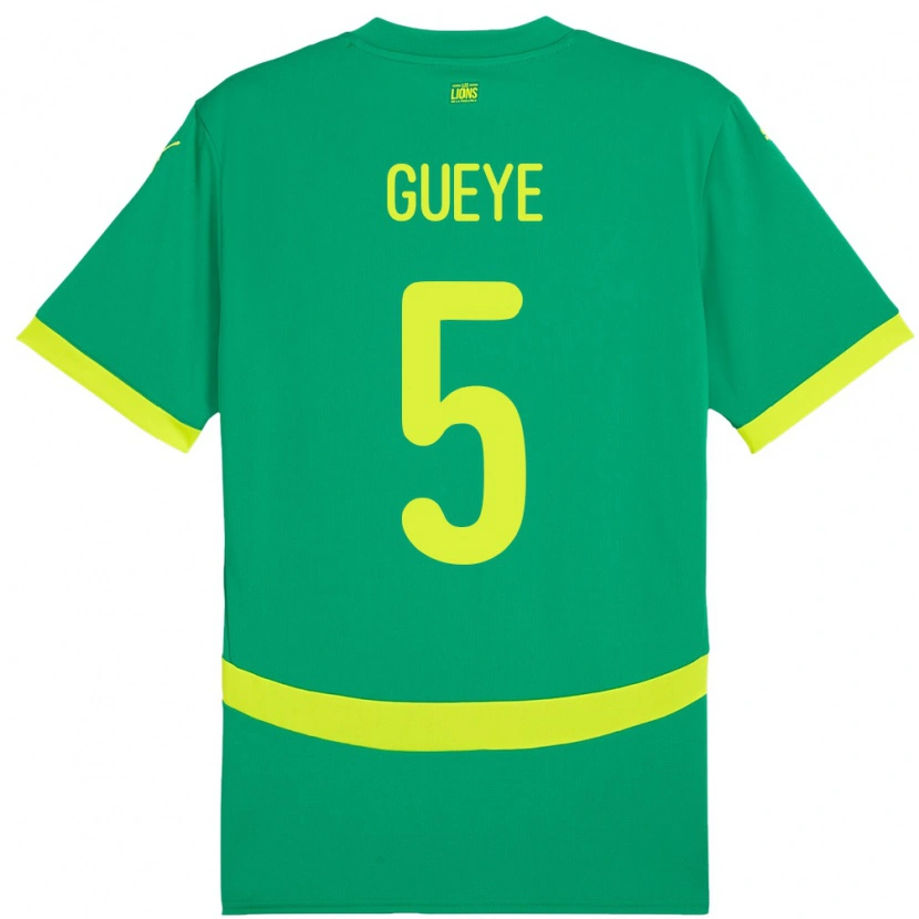 Danxen Børn Senegal Idrissa Gueye #5 Grøn Udebane Spillertrøjer 24-26 Trøje T-Shirt