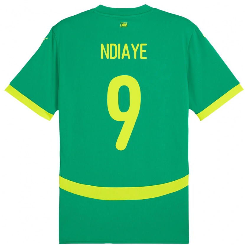 Danxen Børn Senegal Cherif Ndiaye #9 Grøn Udebane Spillertrøjer 24-26 Trøje T-Shirt