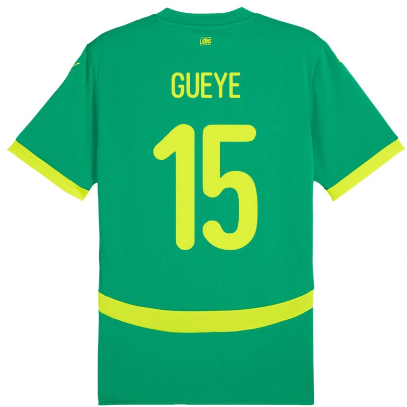 Danxen Børn Senegal Pape Gueye #15 Grøn Udebane Spillertrøjer 24-26 Trøje T-Shirt