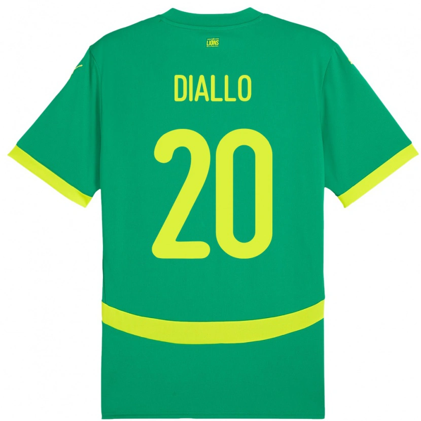 Danxen Børn Senegal Habib Diallo #20 Grøn Udebane Spillertrøjer 24-26 Trøje T-Shirt