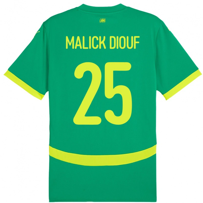 Danxen Børn Senegal El Hadji Malick Diouf #25 Grøn Udebane Spillertrøjer 24-26 Trøje T-Shirt