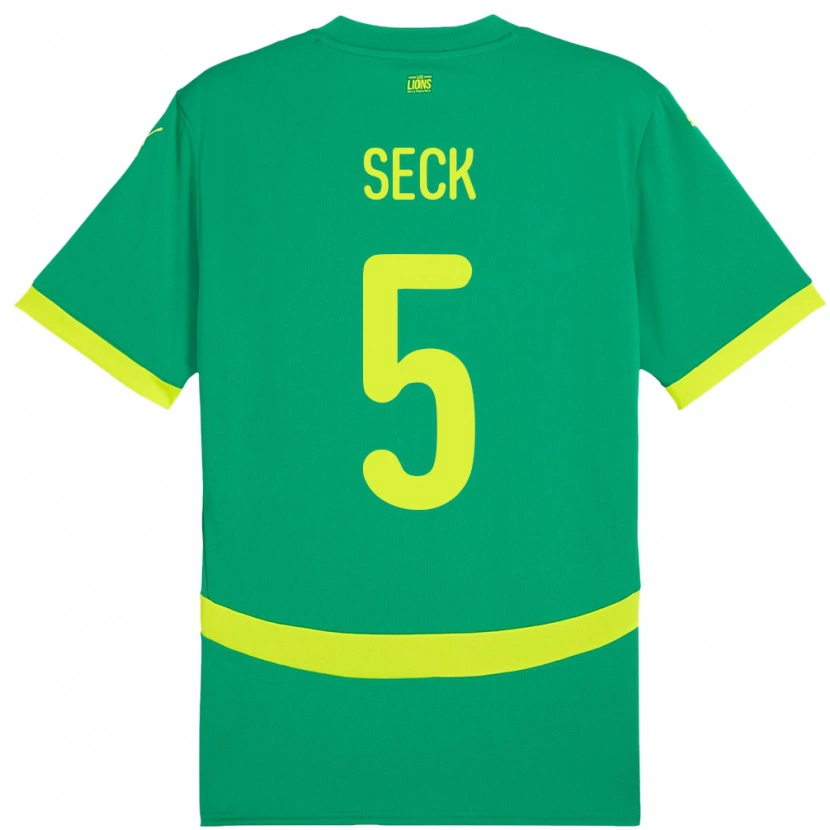 Danxen Børn Senegal Ibrahima Seck #5 Grøn Udebane Spillertrøjer 24-26 Trøje T-Shirt