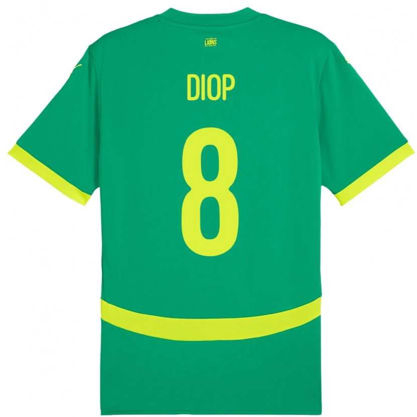 Danxen Børn Senegal Amidou Diop #8 Grøn Udebane Spillertrøjer 24-26 Trøje T-Shirt