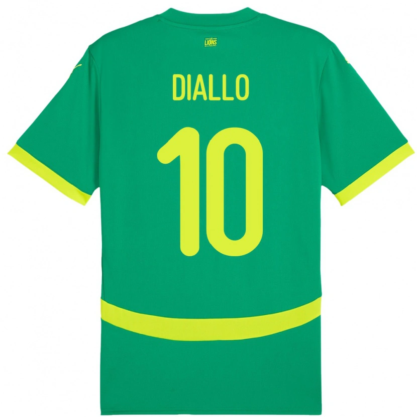 Danxen Børn Senegal Samba Diallo #10 Grøn Udebane Spillertrøjer 24-26 Trøje T-Shirt