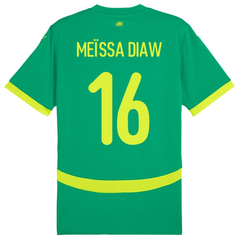 Danxen Børn Senegal Ndeye Meissa Diaw #16 Grøn Udebane Spillertrøjer 24-26 Trøje T-Shirt