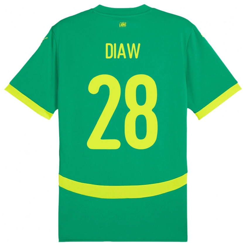 Danxen Børn Senegal Mory Diaw #28 Grøn Udebane Spillertrøjer 24-26 Trøje T-Shirt