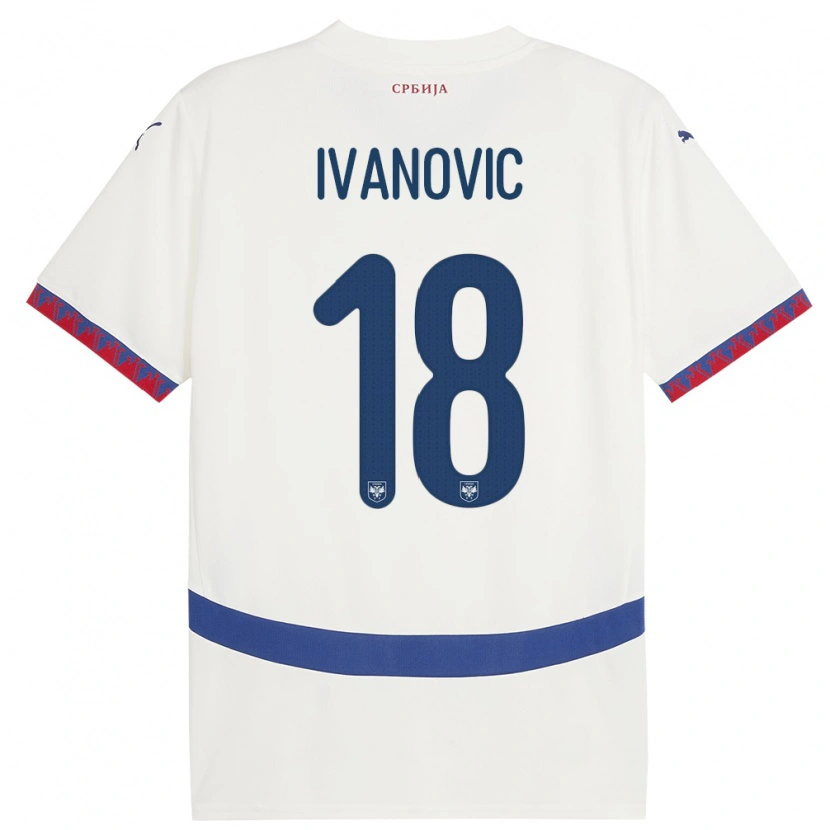 Danxen Børn Serbien Mihailo Ivanovic #18 Hvid Udebane Spillertrøjer 24-26 Trøje T-Shirt