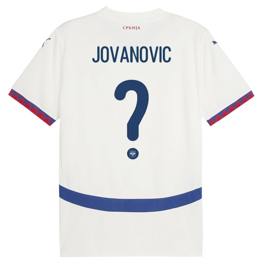 Danxen Børn Serbien Djordje Jovanovic #0 Hvid Udebane Spillertrøjer 24-26 Trøje T-Shirt