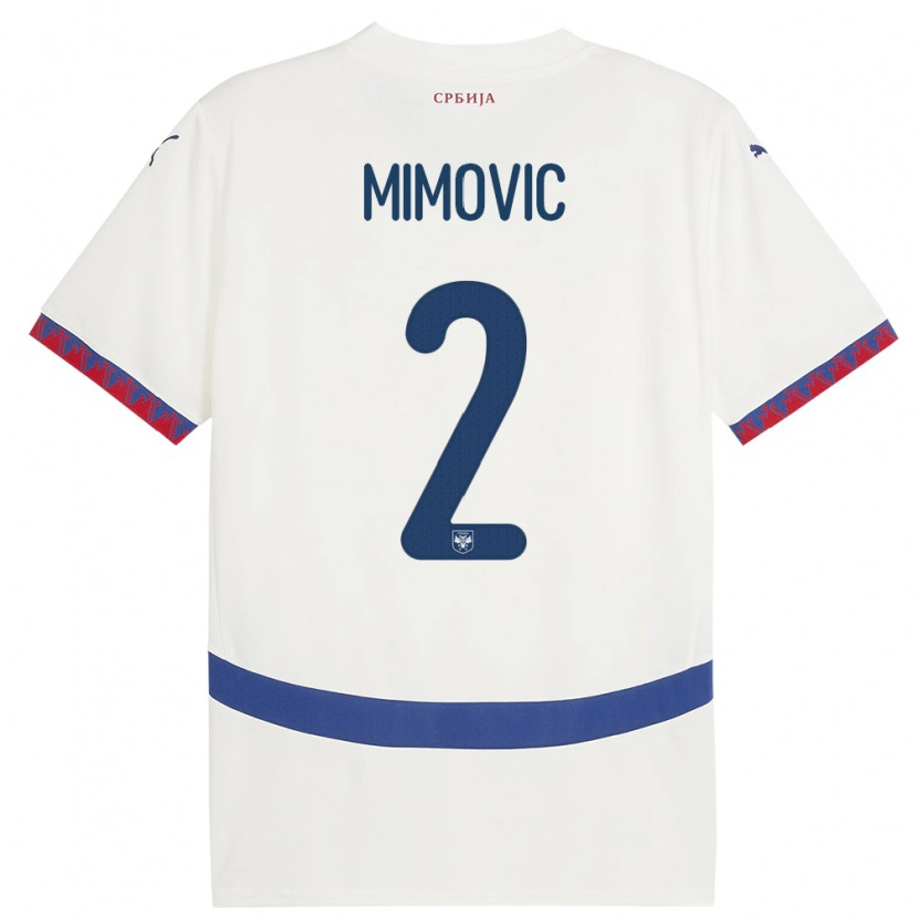 Danxen Børn Serbien Ognjen Mimovic #2 Hvid Udebane Spillertrøjer 24-26 Trøje T-Shirt