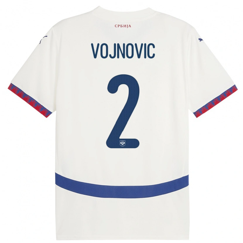 Danxen Børn Serbien Jovan Vojnovic #2 Hvid Udebane Spillertrøjer 24-26 Trøje T-Shirt