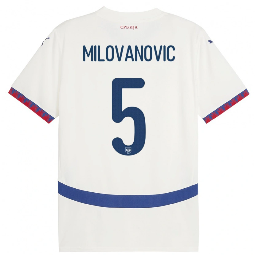 Danxen Børn Serbien Mateja Milovanovic #5 Hvid Udebane Spillertrøjer 24-26 Trøje T-Shirt