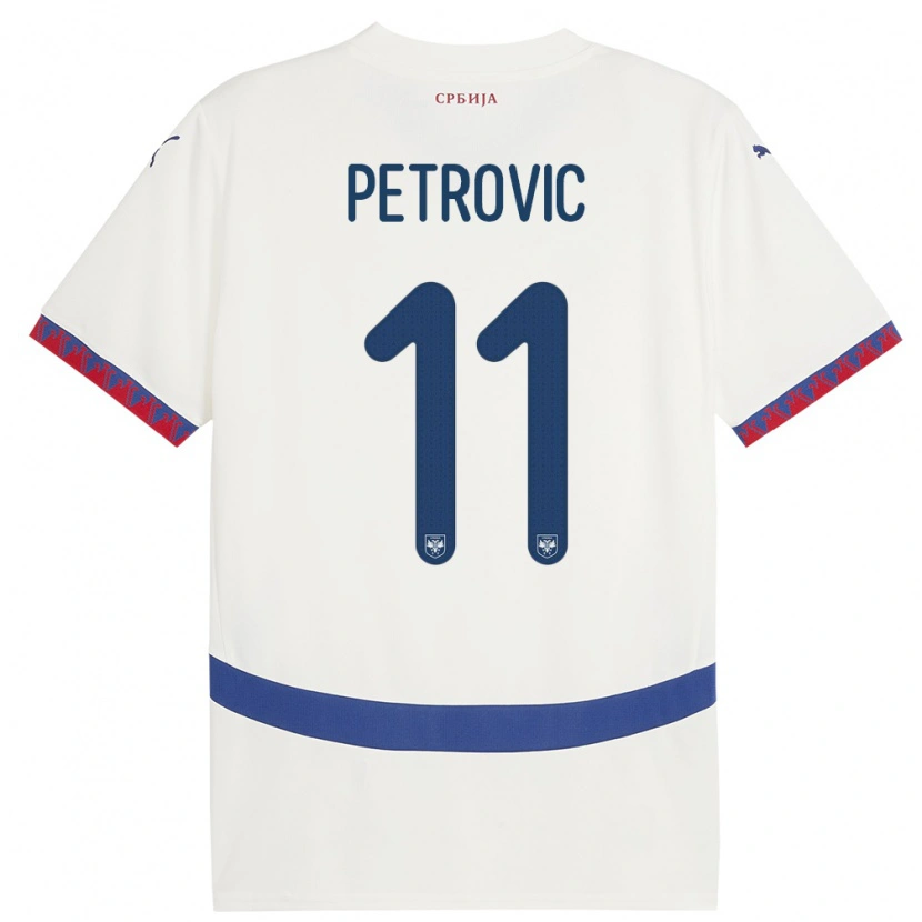 Danxen Børn Serbien Aleksa Petrovic #11 Hvid Udebane Spillertrøjer 24-26 Trøje T-Shirt