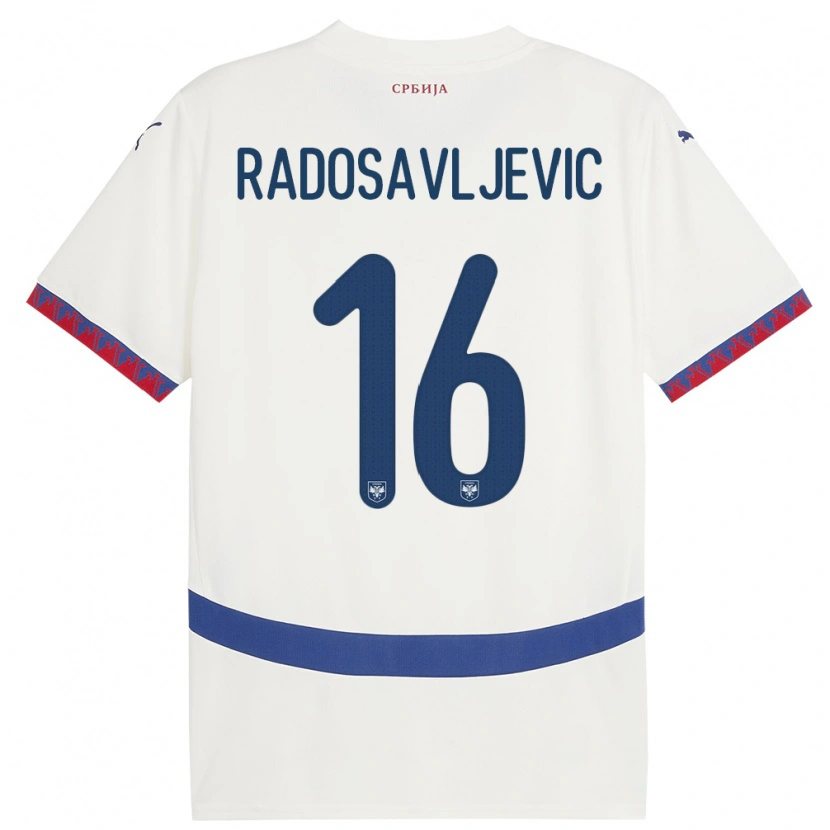 Danxen Børn Serbien Lazar Radosavljevic #16 Hvid Udebane Spillertrøjer 24-26 Trøje T-Shirt