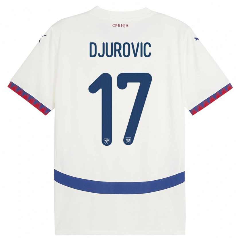 Danxen Børn Serbien Stefan Djurovic #17 Hvid Udebane Spillertrøjer 24-26 Trøje T-Shirt