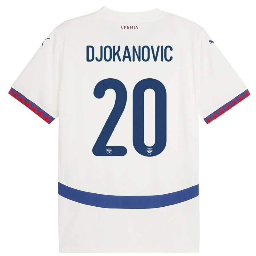 Danxen Børn Serbien Damjan Djokanovic #20 Hvid Udebane Spillertrøjer 24-26 Trøje T-Shirt