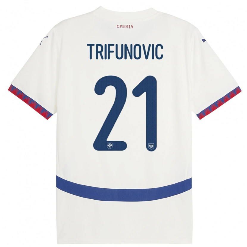 Danxen Børn Serbien Nemanja Trifunovic #21 Hvid Udebane Spillertrøjer 24-26 Trøje T-Shirt