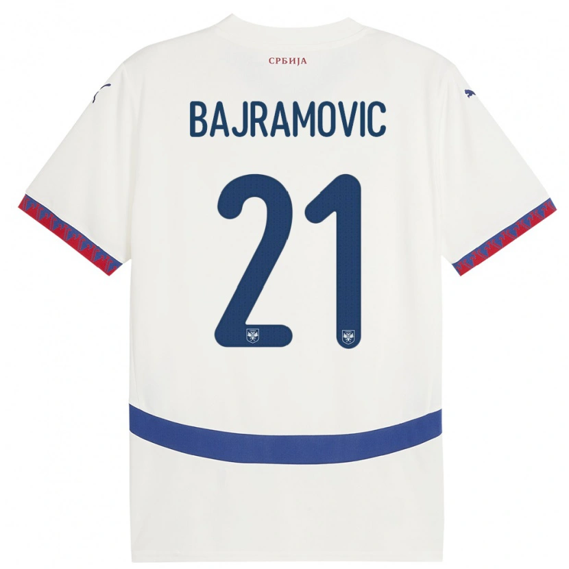 Danxen Børn Serbien Eldin Bajramovic #21 Hvid Udebane Spillertrøjer 24-26 Trøje T-Shirt