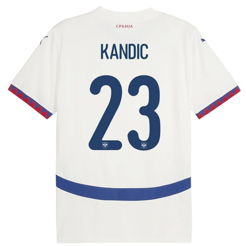 Danxen Børn Serbien Marko Kandic #23 Hvid Udebane Spillertrøjer 24-26 Trøje T-Shirt