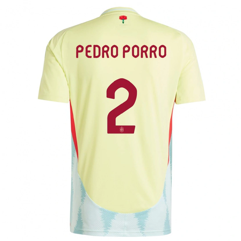 Danxen Børn Spanien Pedro Porro #2 Gul Udebane Spillertrøjer 24-26 Trøje T-Shirt