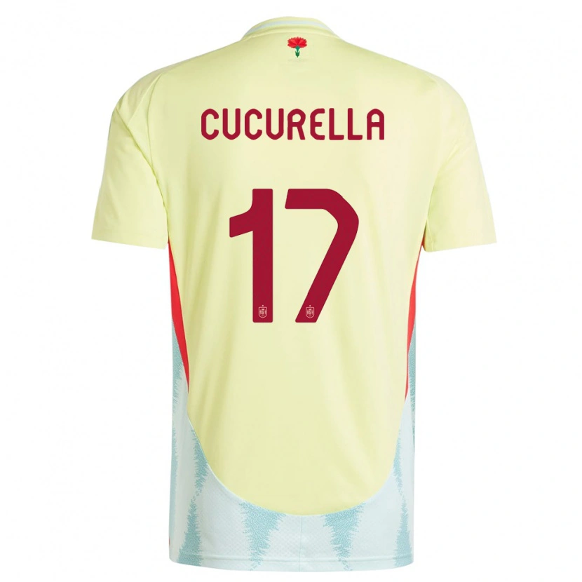 Danxen Børn Spanien Marc Cucurella #17 Gul Udebane Spillertrøjer 24-26 Trøje T-Shirt