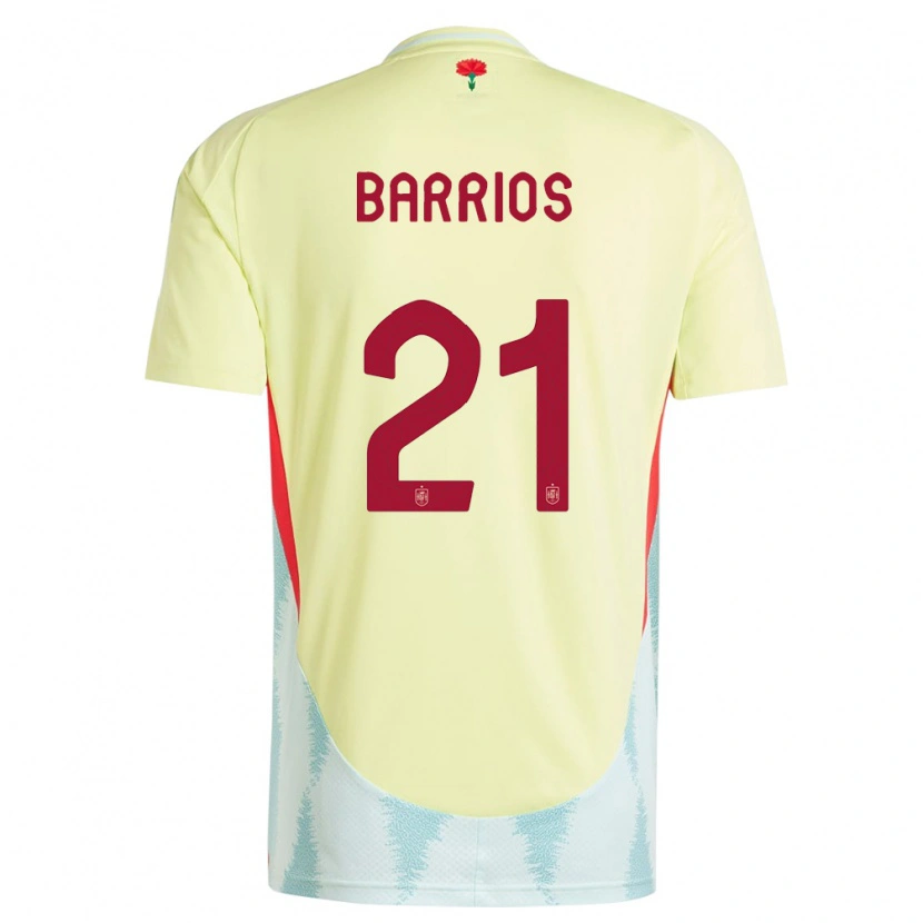 Danxen Børn Spanien Pablo Barrios #21 Gul Udebane Spillertrøjer 24-26 Trøje T-Shirt