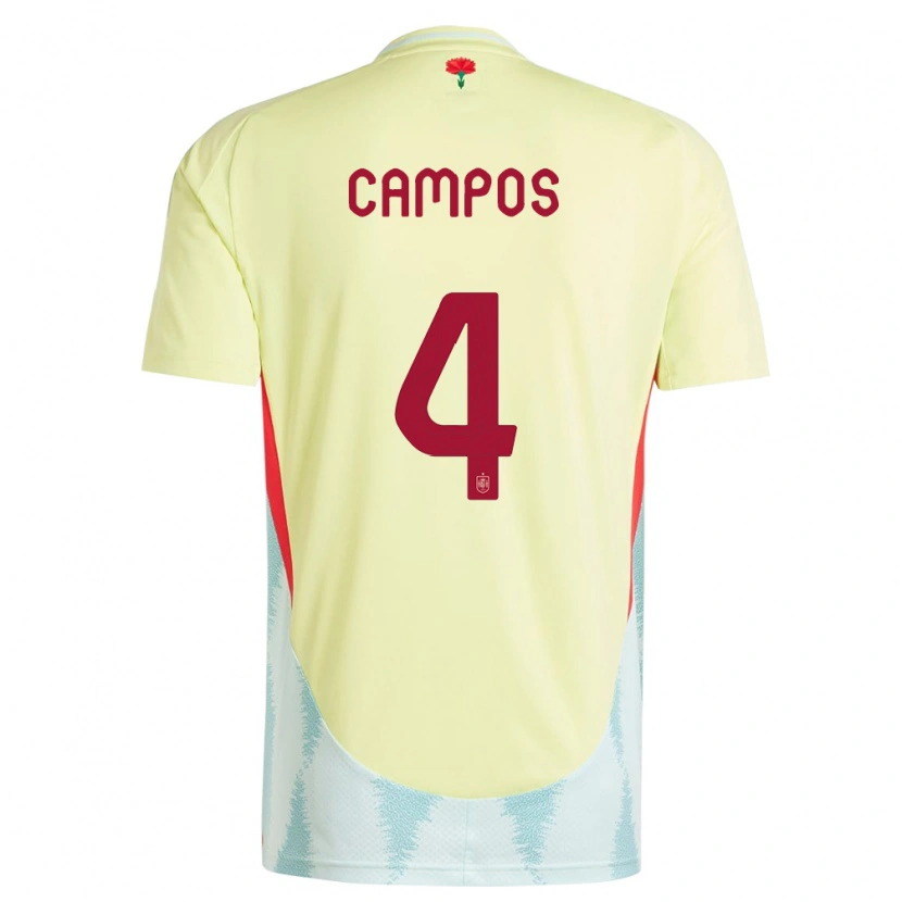 Danxen Børn Spanien Alex Campos #4 Gul Udebane Spillertrøjer 24-26 Trøje T-Shirt