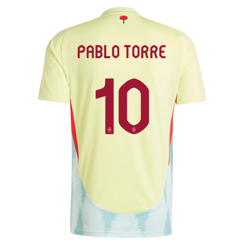 Danxen Børn Spanien Pablo Torre #10 Gul Udebane Spillertrøjer 24-26 Trøje T-Shirt