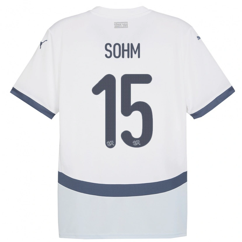 Danxen Børn Schweiz Simon Sohm #15 Hvid Udebane Spillertrøjer 24-26 Trøje T-Shirt