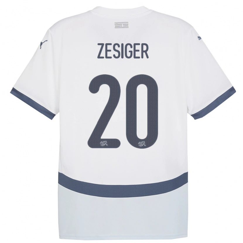 Danxen Børn Schweiz Cédric Zesiger #20 Hvid Udebane Spillertrøjer 24-26 Trøje T-Shirt