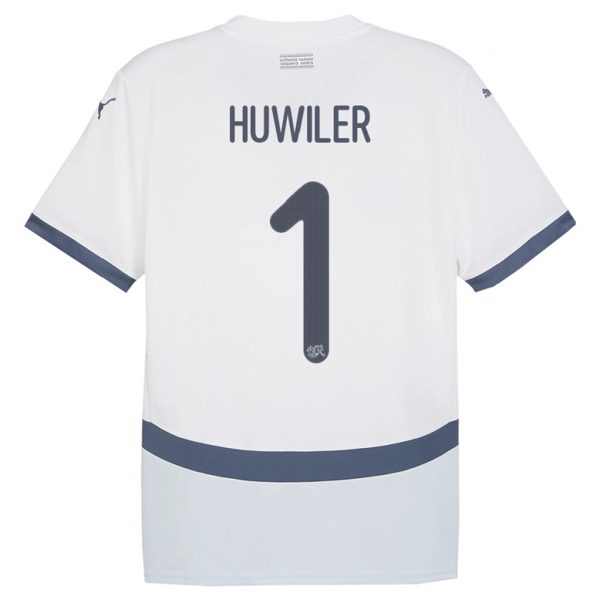 Danxen Børn Schweiz Lionel Huwiler #1 Hvid Udebane Spillertrøjer 24-26 Trøje T-Shirt