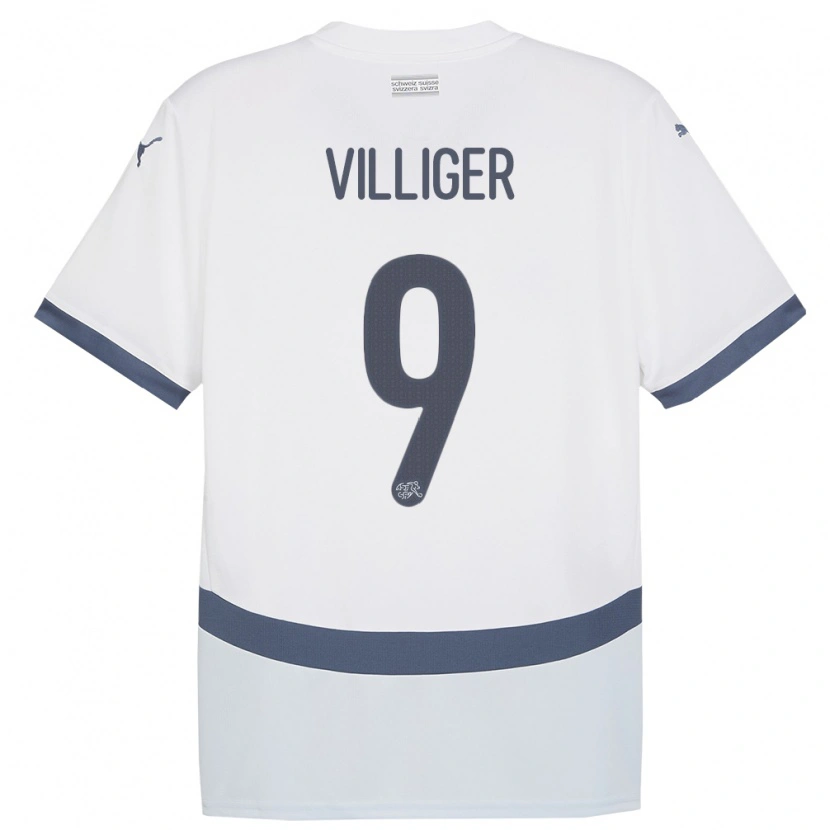 Danxen Børn Schweiz Lars Villiger #9 Hvid Udebane Spillertrøjer 24-26 Trøje T-Shirt