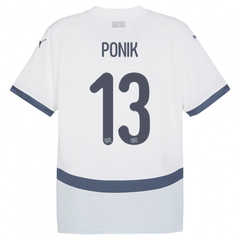 Danxen Børn Schweiz Gentian Ponik #13 Hvid Udebane Spillertrøjer 24-26 Trøje T-Shirt