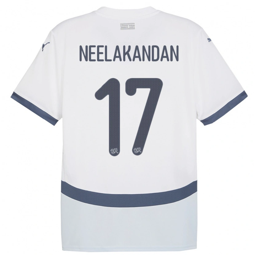 Danxen Børn Schweiz Ranjan Neelakandan #17 Hvid Udebane Spillertrøjer 24-26 Trøje T-Shirt