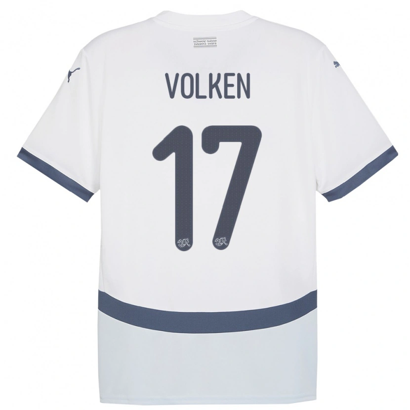 Danxen Børn Schweiz Neil Volken #17 Hvid Udebane Spillertrøjer 24-26 Trøje T-Shirt