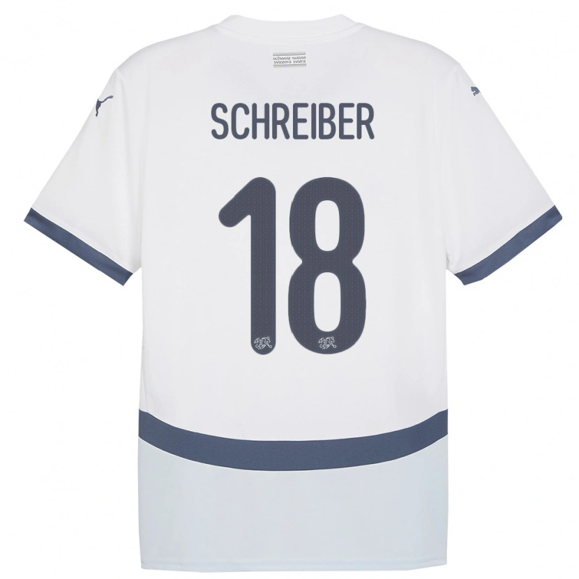 Danxen Børn Schweiz Loris Schreiber #18 Hvid Udebane Spillertrøjer 24-26 Trøje T-Shirt