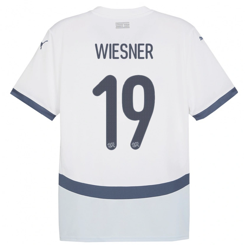 Danxen Børn Schweiz Timo Wiesner #19 Hvid Udebane Spillertrøjer 24-26 Trøje T-Shirt